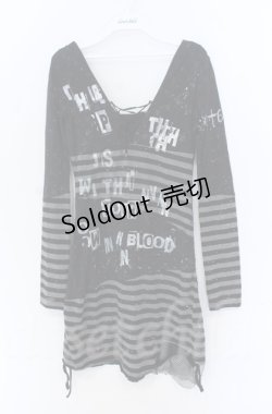 画像1: h.ANARCHY / 666pt柄切り替えカットソー  ブラック O-25-11-24-044-HN-TO-OW-OS