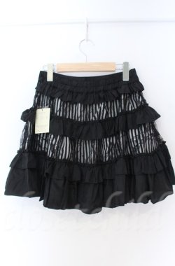 画像3: ALGONQUINS / レースレイヤードストライプスカート F ブラック O-25-11-24-048-AL-SK-YM-OS