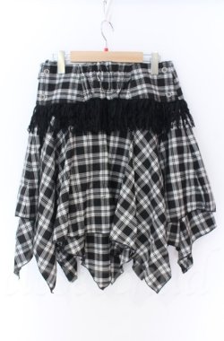画像3: ALGONQUINS / フリンジコルセット付きイレヘムタータンスカート F ブラックｘホワイト O-25-11-24-049-AL-SK-YM-OS