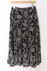 INGEBORG / レース配色花柄フレアスカート L クロ O-25-11-24-054-LO-SK-OW-ZT367