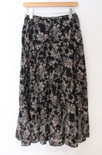 INGEBORG / レース配色花柄フレアスカート L クロ O-25-11-24-054-LO-SK-OW-ZT367