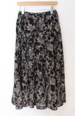 画像1: 【SALE】INGEBORG / レース配色花柄フレアスカート L クロ O-25-11-24-054-LO-SK-OW-ZT367 (1)