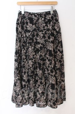 画像1: INGEBORG / レース配色花柄フレアスカート L クロ O-25-11-24-054-LO-SK-OW-OS