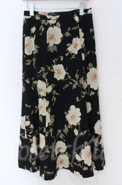 画像1: INGEBORG / 花柄ロングスカート L クロ O-25-11-24-055-LO-SK-OW-OS