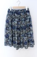INGEBORG / 花柄シフォンスカート 11号 ブルー O-25-11-24-057-LO-SK-OW-OS