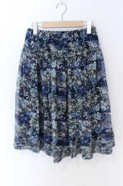 画像1: INGEBORG / 花柄シフォンスカート 11号 ブルー O-25-11-24-057-LO-SK-OW-OS