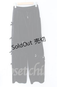 Jamie エーエヌケー / リボンベロアパンツ M クロ O-25-11-24-059-LO-PA-OW-ZT282