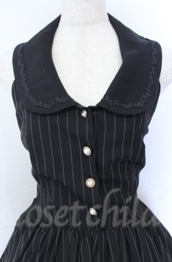 画像2: ATELIER PIERROT / ストライプベストワンピース  ブラック O-25-11-24-001-EL-OP-YM-OS