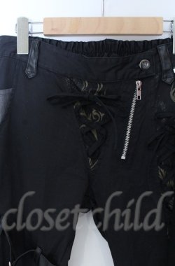 画像2: Sixh / レースフラップ付き異素材配色パンツ  ブラック O-25-11-24-061-HN-PA-OW-OS