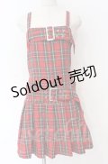 【SALE】Jamie エーエヌケー / 裾プリーツダブルベルトジャンパースカート M アカ O-25-11-24-006-LO-OP-OW-ZT285