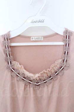 画像2: axes femme / 袖リボンはしごレースカットソー  ピンク O-25-11-24-007-AX-TO-IG-OS
