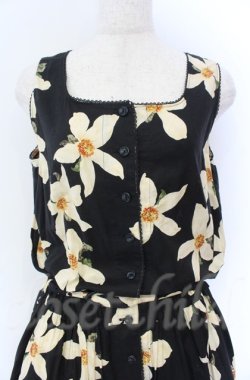 画像2: INGEBORG / くちなし柄ワンピース  クロ O-25-11-24-008-LO-OP-OW-OS