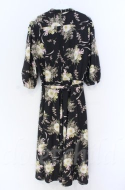 画像3: INGEBORG / ブーケ柄開襟半袖ワンピース  クロ O-25-11-24-009-LO-OP-OW-OS