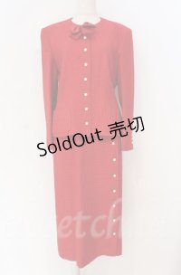 INGEBORG / ロゴリボン使いツイードセットアップ  アカ O-25-11-24-010-LO-JA-OW-OS