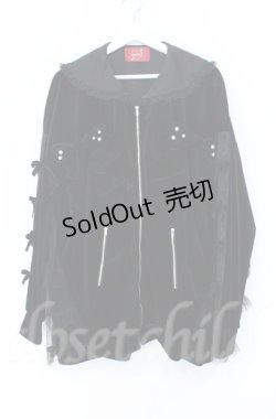 画像1: Jamie エーエヌケー / リボンベロアパーカー M クロ O-25-11-24-018-LO-TO-OW-ZT281