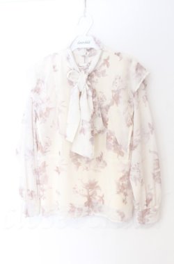 画像1: An MILLE / Flowerパネルフリルブラウス  アイボリー O-25-11-24-020-EL-BL-OW-OS