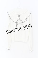 Ank Rouge / パール配色フリルニットトップス M アイボリー O-25-11-24-022-CA-TO-OW-OS