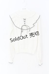 Ank Rouge / パール配色フリルニットトップス M アイボリー O-25-11-24-022-CA-TO-OW-OS