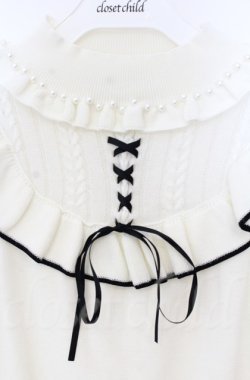 画像2: Ank Rouge / パール配色フリルニットトップス M アイボリー O-25-11-24-022-CA-TO-OW-OS