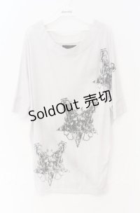 NAOTO SEVEN / 五芒星ptカットソー  ホワイト×ブラック O-25-11-24-023-HN-TO-OW-OS