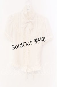 Innocent World / 梨地スタンドカラー半袖ブラウス  生成り O-25-11-27-026-IW-BL-IG-OS