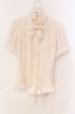 画像1: Innocent World / 梨地スタンドカラー半袖ブラウス  生成り O-25-11-27-026-IW-BL-IG-OS