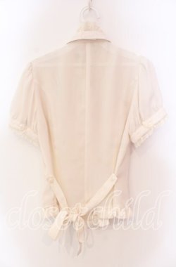 画像3: Innocent World / 梨地スタンドカラー半袖ブラウス  生成り O-25-11-27-026-IW-BL-IG-OS