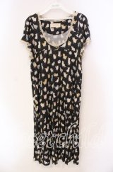Franche Lippee / ねこ図鑑半袖ワンピース M クロ O-25-11-27-029-LO-OP-IG-ZT326