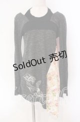 gouk / 和柄切り替えホルターネックカットソー  ブラック O-25-11-27-033-GO-TO-IG-OS