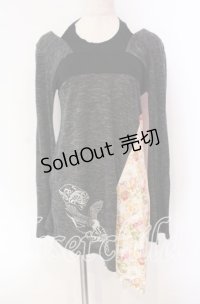 gouk / 和柄切り替えホルターネックカットソー  ブラック O-25-11-27-033-GO-TO-IG-OS