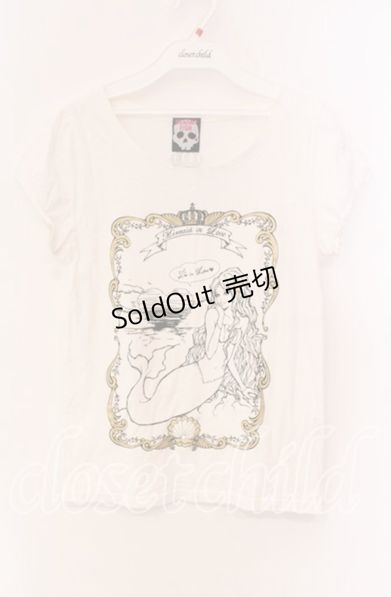 画像1: 【SALE】Banana Fish / マーメイドプリントTシャツ  ホワイト O-25-11-27-035-PU-TS-IG-ZT514 (1)