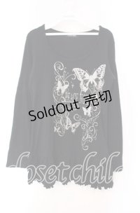 PEACE NOW / バタフライラメプリントカットワンピース M ブラック O-25-11-27-037-PU-OP-IG-OS