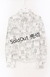 PEACE NOW / トランプ柄ブラウス  ホワイト O-25-11-27-039-PU-BL-IG-OS