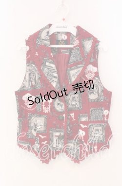 画像1: ALICE and the PIRATES / The Castle of Nightmare柄ベスト  えんじ O-25-11-27-040-PA-BL-IG-OS