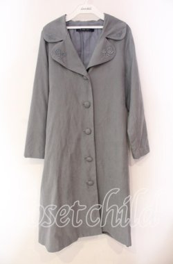 画像1: an another angelus / 薔薇刺繍ピーチスキンコート F ブルー O-25-11-27-041-CA-CO-OW-OS