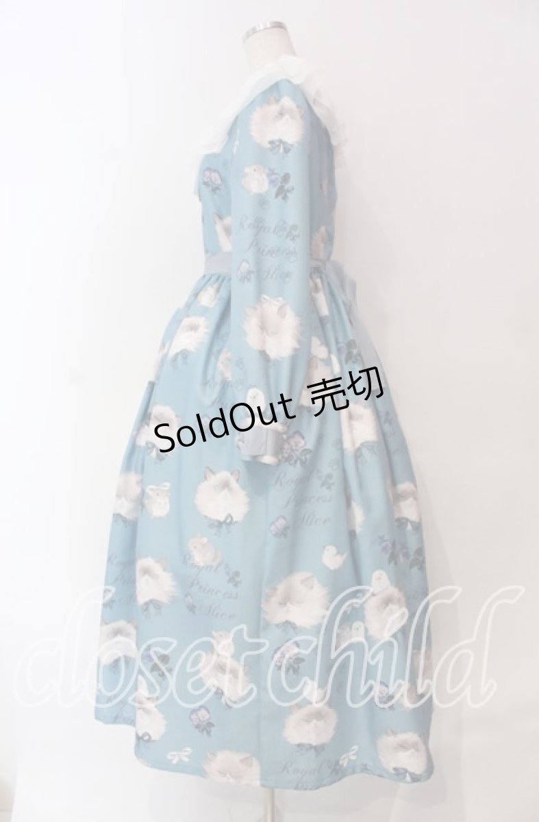 画像4: Royal Princess Alice / 毛繕い下手猫ちゃん・ねこ助コラボ・ワンピース  サックス O-25-11-27-004-LO-OP-IG-OS (4)