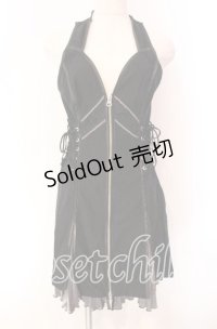 Ozz oneste / サイドレースアップホルターワンピース  ブラック O-25-11-27-045-OO-OP-OW-OS