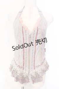 Ozz oneste / ジャガード配色ビスチェ  グレー×ピンク O-25-11-27-046-OO-TO-OW-OS