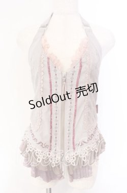 画像1: Ozz oneste / ジャガード配色ビスチェ  グレー×ピンク O-25-11-27-046-OO-TO-OW-OS