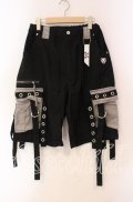 Gamchu / 背面鬼面two-shotハーフパンツ  ブラック×グレー O-25-11-27-052-PU-PA-OW-OS