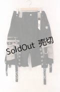 【SALE】Gamchu / 背面鬼面two-shotハーフパンツ  ブラック×グレー O-25-11-27-052-PU-PA-OW-ZT455