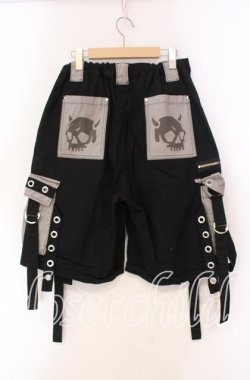 画像3: Gamchu / 背面鬼面two-shotハーフパンツ  ブラック×グレー O-25-11-27-052-PU-PA-OW-OS
