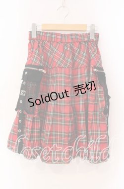 画像1: ACDC RAG / 冥闇 プリーツフレアスカート  レッド O-25-11-27-054-PU-SK-OW-OS