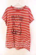 HYSTERIC GLAMOUR / MEOW ! プリント ビッグTシャツ F レッド O-25-11-27-066-PU-TO-OW-OS