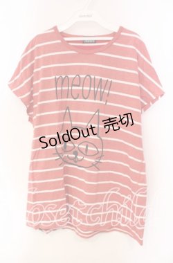 画像1: HYSTERIC GLAMOUR / MEOW ! プリント ビッグTシャツ F レッド O-25-11-27-066-PU-TO-OW-ZT456