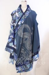 Qutie Frash / 肩あき着物カーデ  ブルー O-25-11-27-069-QU-TO-OW-OS