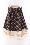Fi.n.t Cherry / チェック切り替えビスケットプリントスカート  ブラウン O-25-11-27-075-CA-SK-IG-OS
