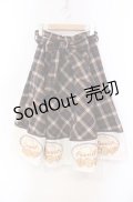 【SALE】Fi.n.t Cherry / チェック切り替えビスケットプリントスカート  ブラウン O-25-11-27-075-CA-SK-IG-ZT355