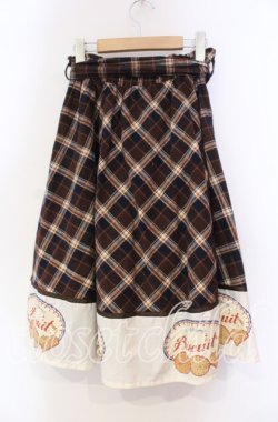 画像3: Fi.n.t Cherry / チェック切り替えビスケットプリントスカート  ブラウン O-25-11-27-075-CA-SK-IG-OS