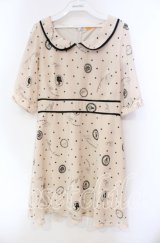 Fi.n.t / モチーフドットワンピース  薄ピンク×クロ O-25-11-27-076-CA-OP-IG-ZT319